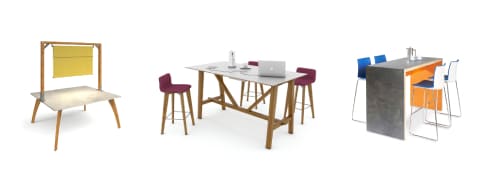 Stafford Canteen & Breakout, High & Low Stools & Wooden Framed Tables with Modern Wood Laminate Finish