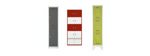 Metal Lockers image in various RAL colours with 1, 2, 3 & 4 door lockers