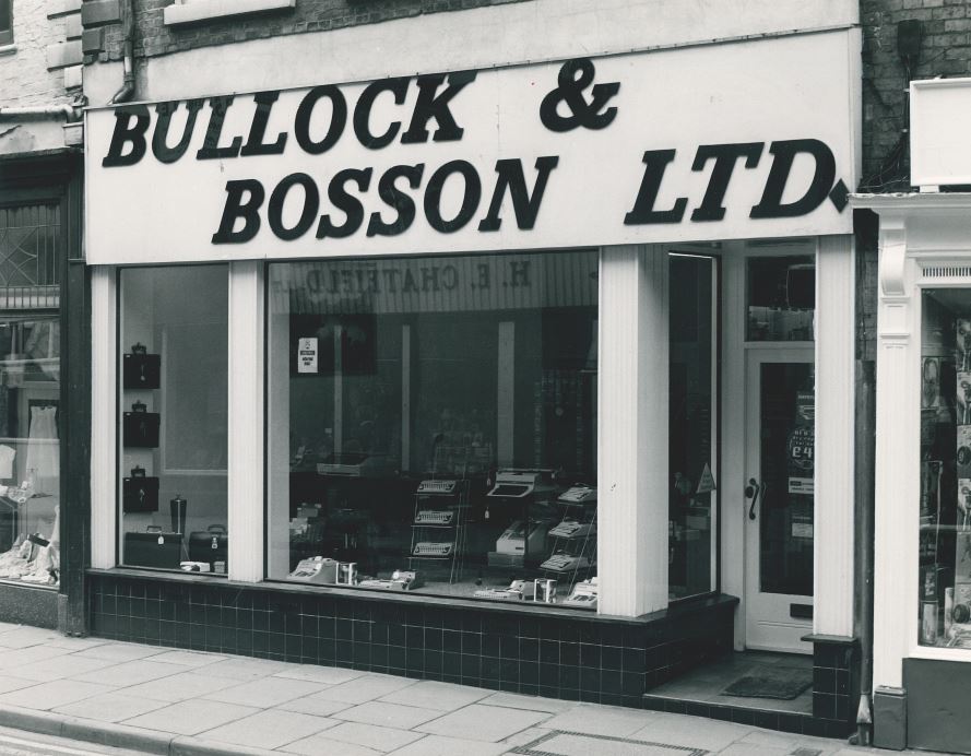 This image shows Bullock & Bosson's first showroom in macclesfield town centre from this showroom we sold office furniture & equipment